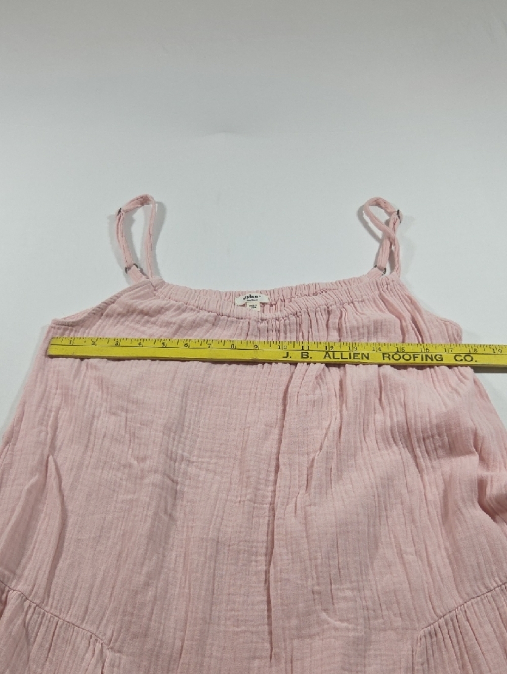 dylan Pale Pink Spaghetti-Strap Maxi Dress Summer Beach Crinkle Flowy Cotton - Picture 12 of 14